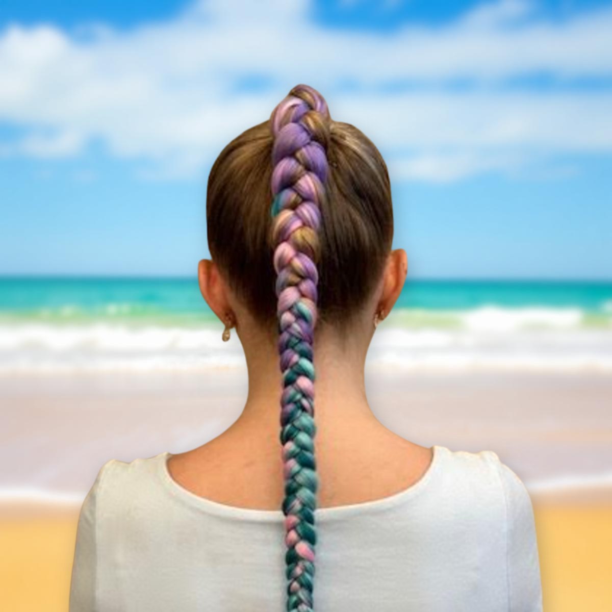 Ponytail Extension braid style at Mermaid Braids Gold Coast